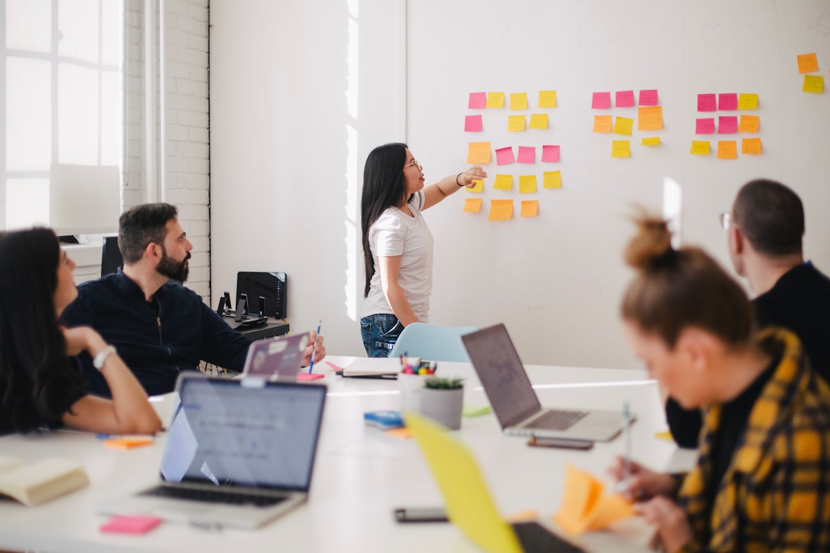 Team collaborating in a meeting
